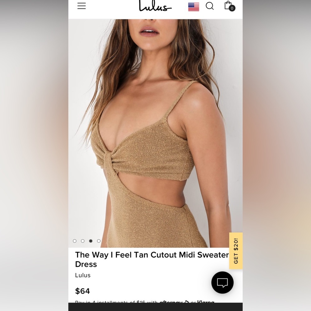 Lulu’s The Way I Feel Tan Cutout Midi Sweater Dress